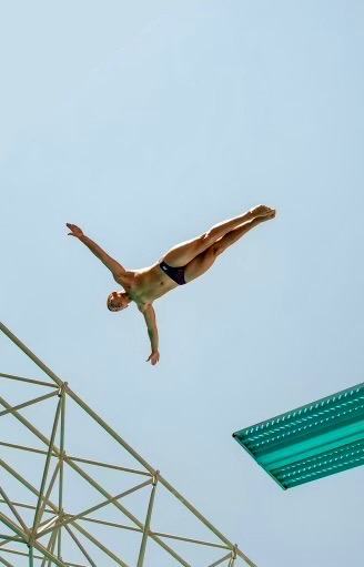 A diver diving off of 3 meter springboard